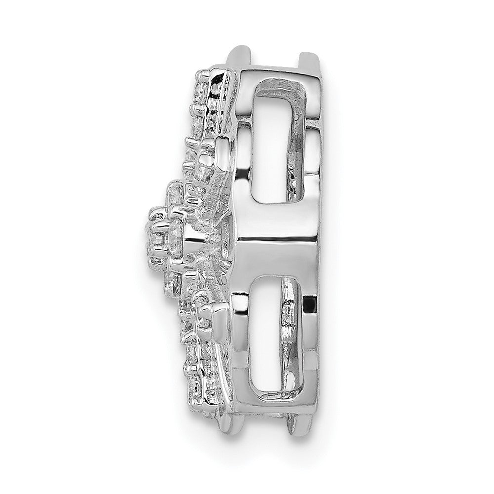 14k White Gold 1/5ct. Real Diamond Fancy Floral Chain Slide