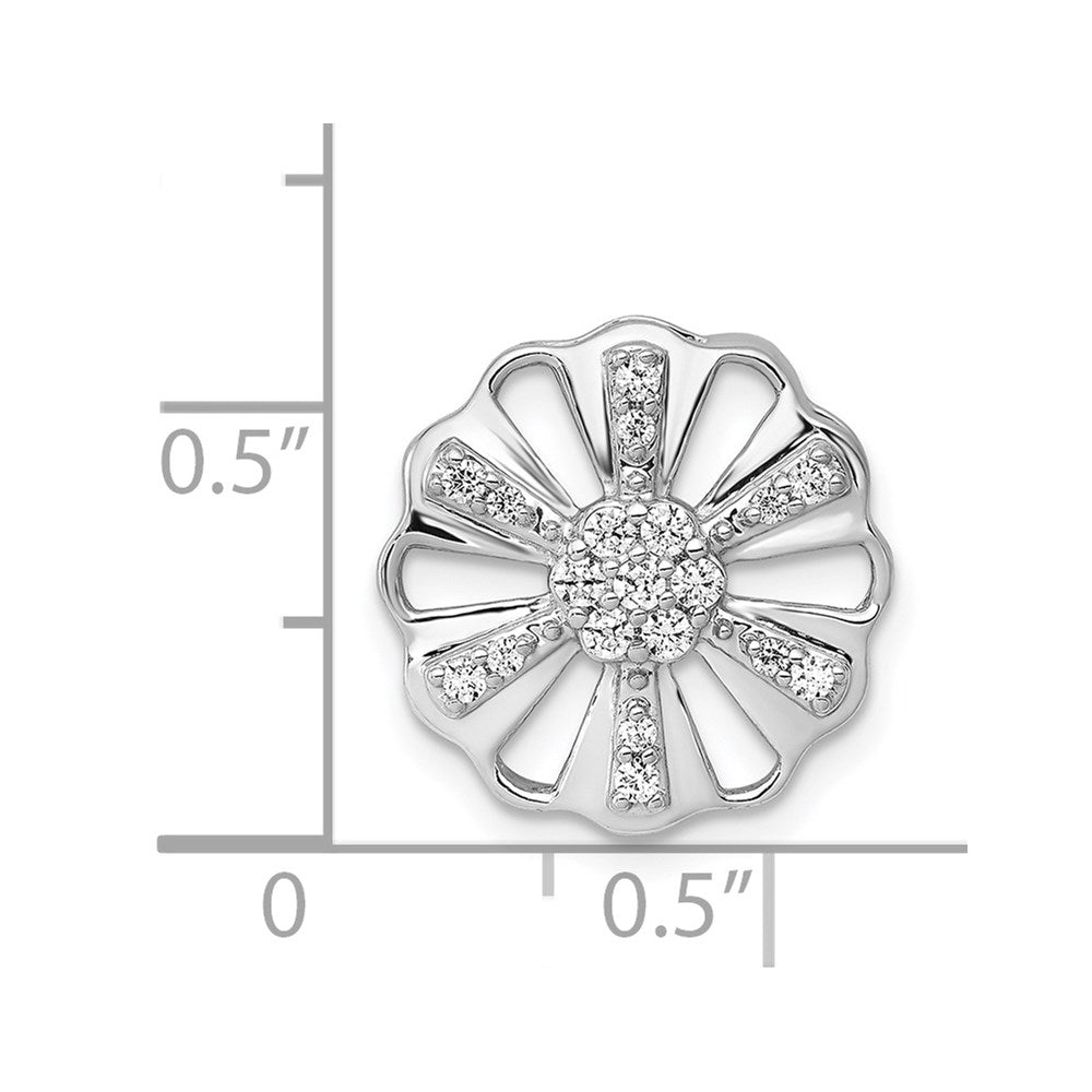 14k White Gold 1/5ct. Real Diamond Fancy Floral Chain Slide