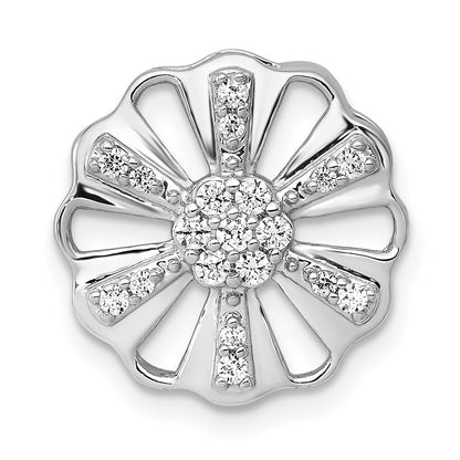 14k White Gold 1/5ct. Real Diamond Fancy Floral Chain Slide