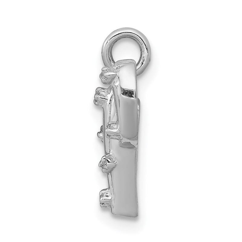14k White Gold .03ct. Real Diamond Cactus Pendant