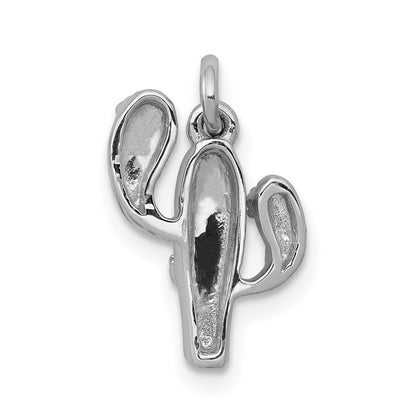 14k White Gold .03ct. Real Diamond Cactus Pendant