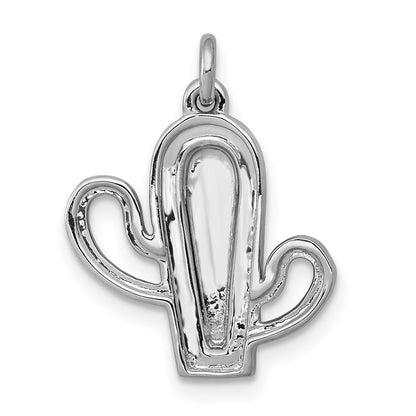 14k White Gold 1/5ct. Real Diamond Cactus Pendant