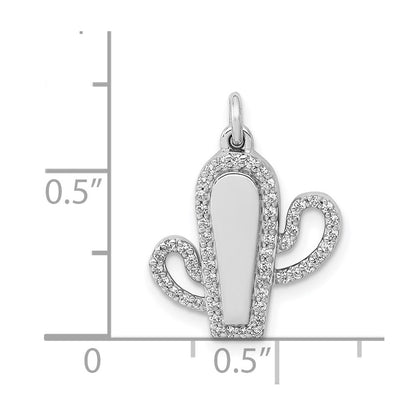 14k White Gold 1/5ct. Real Diamond Cactus Pendant