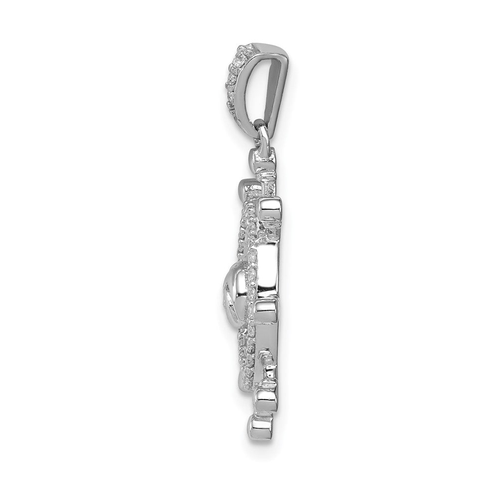 14k White Gold 1/6ct. Real Diamond Ship Wheel Pendant