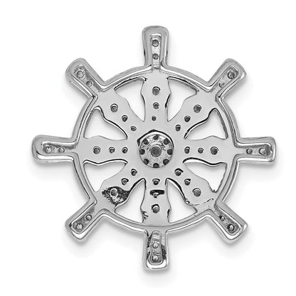 14k White Gold 1/5ct. Real Diamond Ship Wheel Pendant