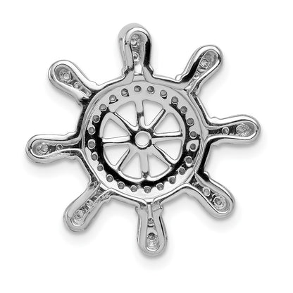 14k White Gold 1/4ct. Real Diamond Ship Wheel Pendant