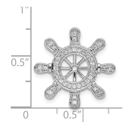 14k White Gold 1/4ct. Real Diamond Ship Wheel Pendant