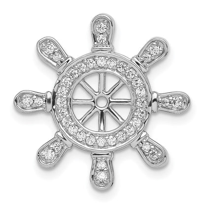 14k White Gold 1/4ct. Real Diamond Ship Wheel Pendant
