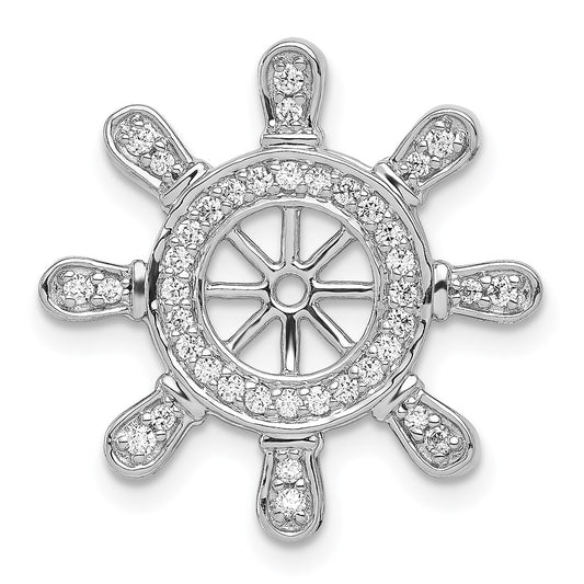 14k White Gold 1/4ct. Real Diamond Ship Wheel Pendant