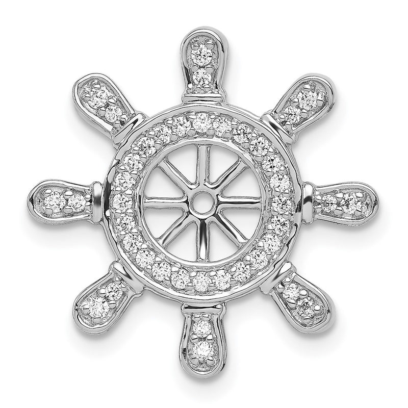 14k White Gold 1/4ct. Real Diamond Ship Wheel Pendant