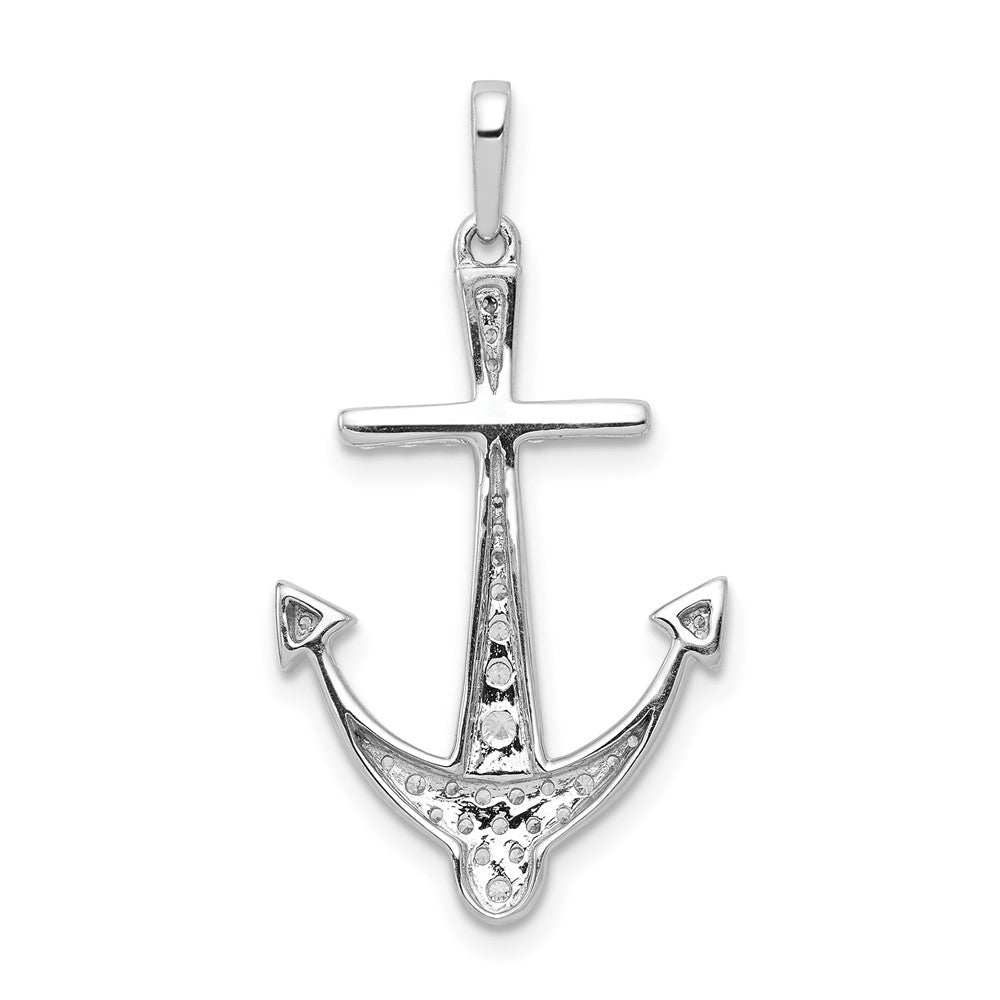 14k White Gold 1/4ct. Real Diamond Anchor Pendant