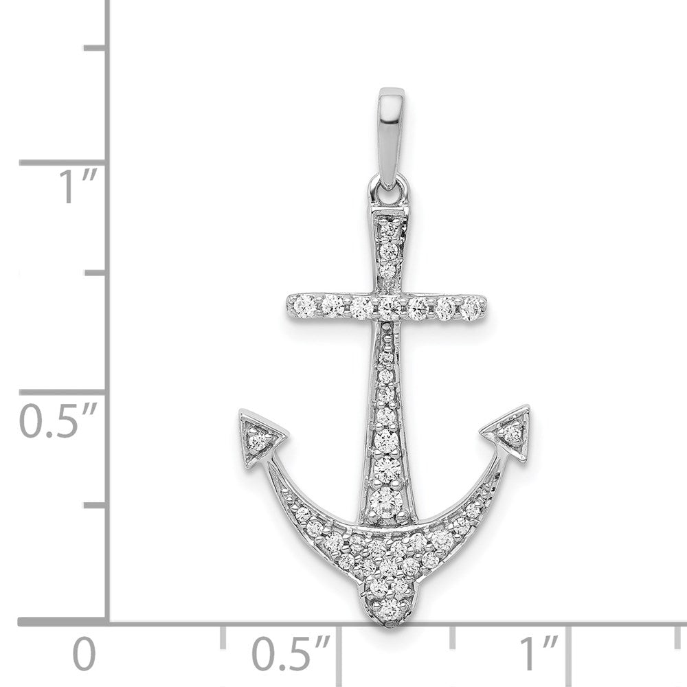 14k White Gold 1/4ct. Real Diamond Anchor Pendant
