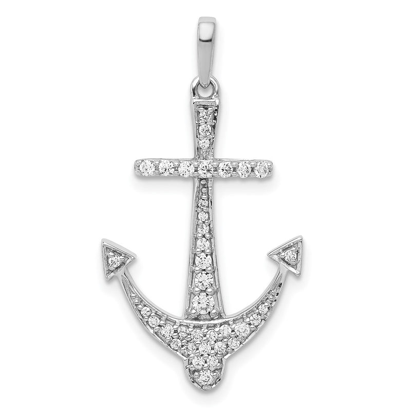 14k White Gold 1/4ct. Real Diamond Anchor Pendant