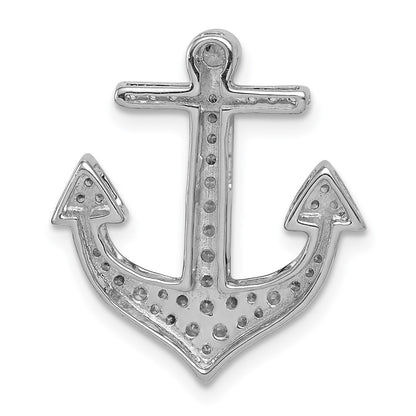 Solid 14k White Gold 1/4ct. Simulated CZ Anchor Chain Slide