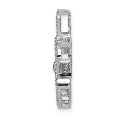 Solid 14k White Gold Simulated CZ Mariners Anchor Chain Slide