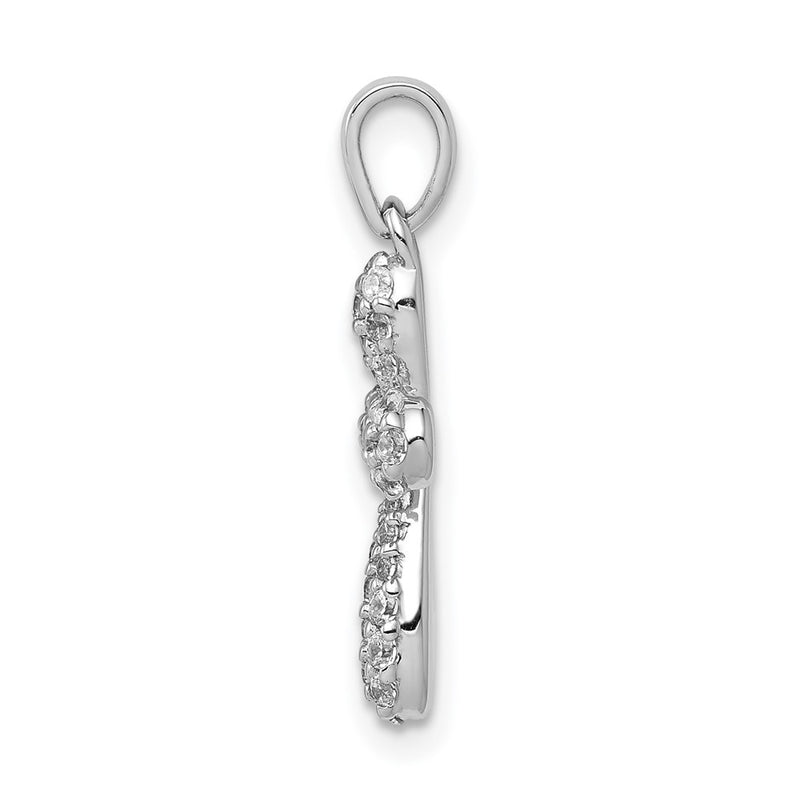14k White Gold 1/3ct. Real Diamond Cross Pendant