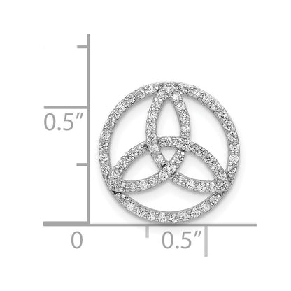 14k White Gold Real Diamond Celtic Circle Chain Slide