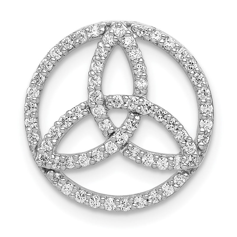 14k White Gold Real Diamond Celtic Circle Chain Slide
