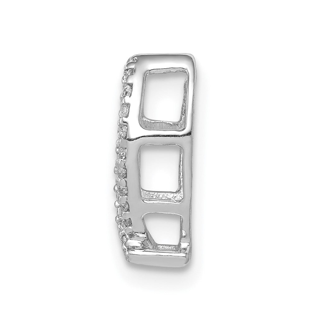14k White Gold 1/15ct. Real Diamond Ichthus Chain Slide