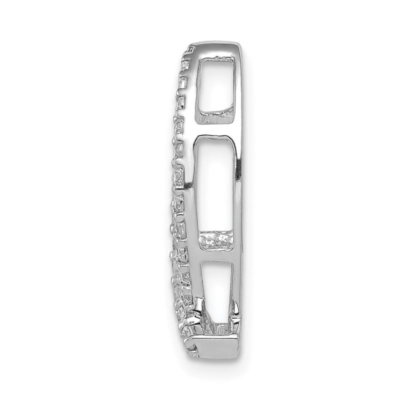 14k White Gold 1/3ct. Real Diamond Ichthus Chain Slide