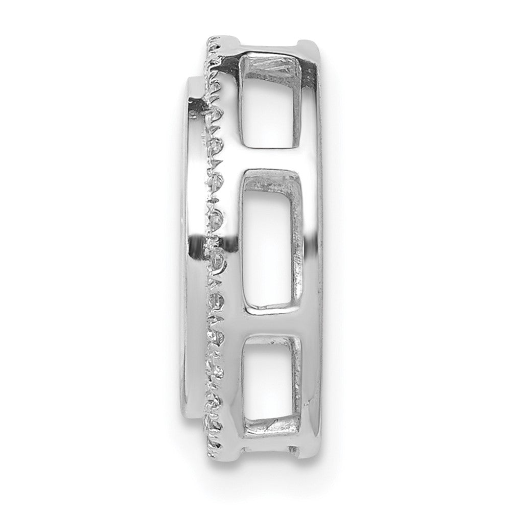14k White Gold 1/15ct. Real Diamond Circle and Cross Chain Slide