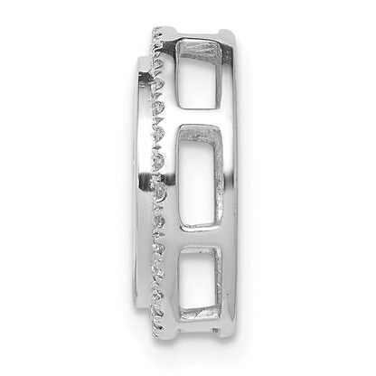 14k White Gold 1/15ct. Real Diamond Circle and Cross Chain Slide