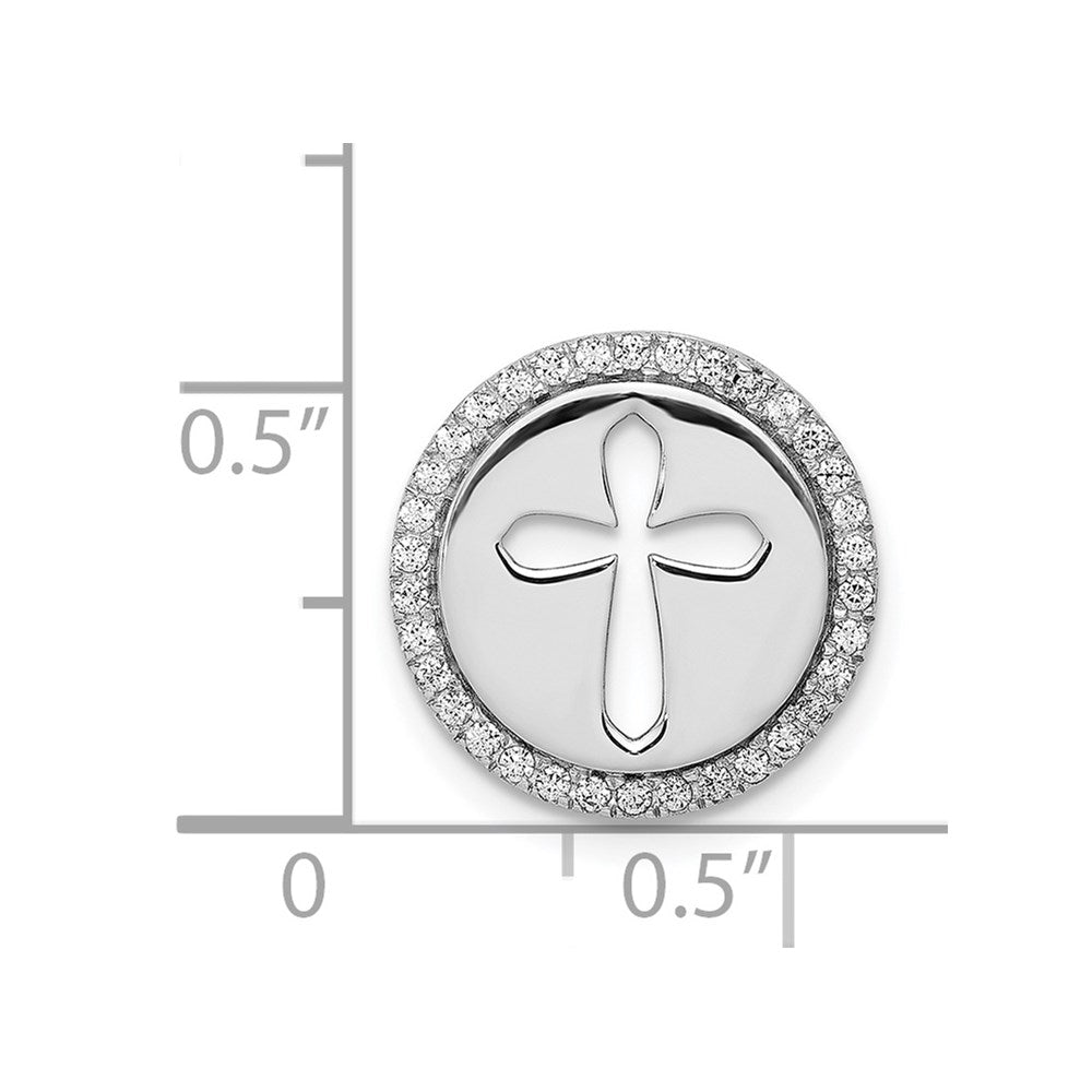 14k White Gold 1/15ct. Real Diamond Circle and Cross Chain Slide