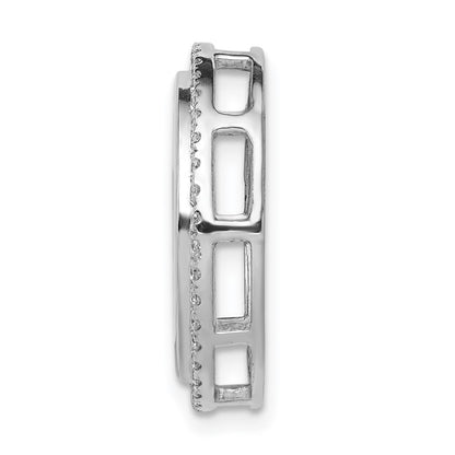 14k White Gold 1/20ct. Real Diamond Circle & Cross Chain Slide