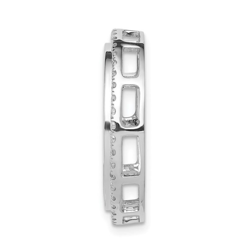 14k White Gold 3/8ct. Real Diamond Circle & Cross Chain Slide