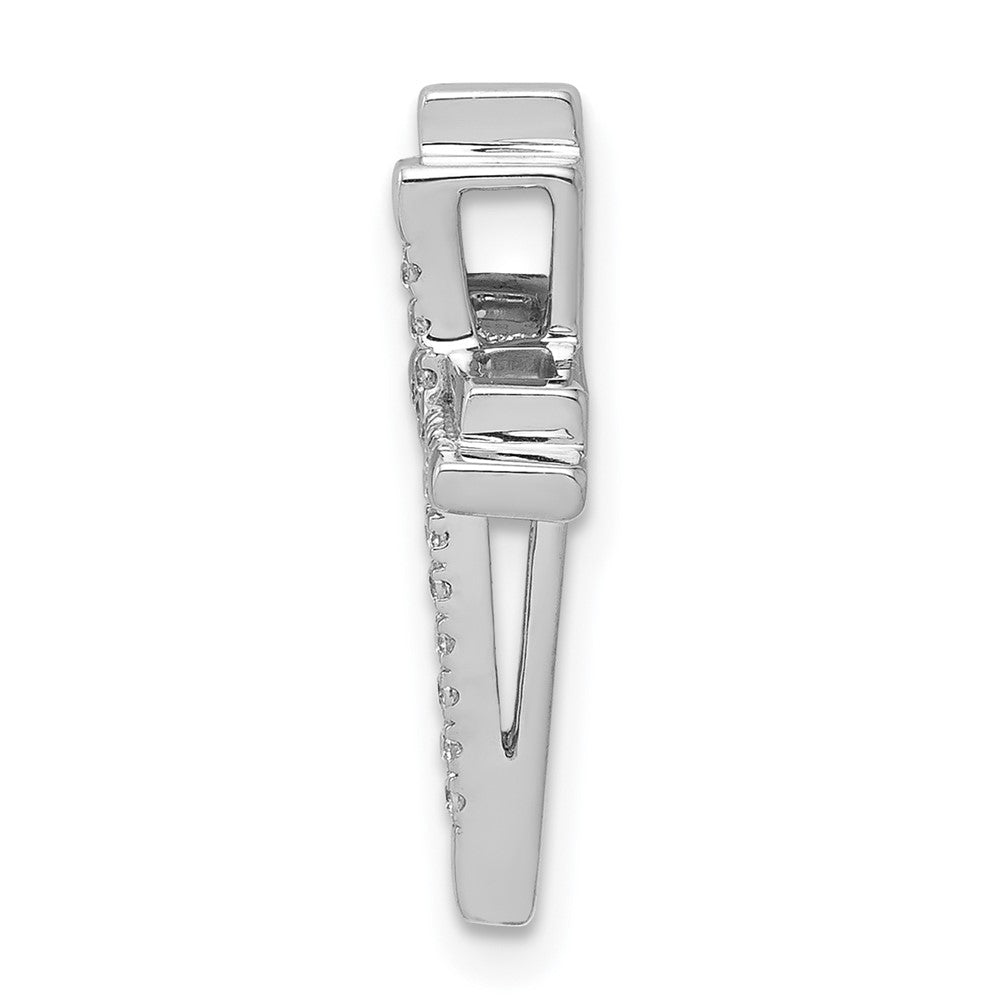 14k White Gold 1/10ct. Real Diamond Double Cross Chain Slide