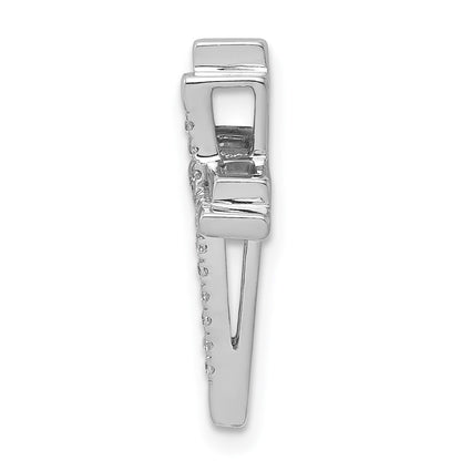 14k White Gold 1/10ct. Real Diamond Double Cross Chain Slide