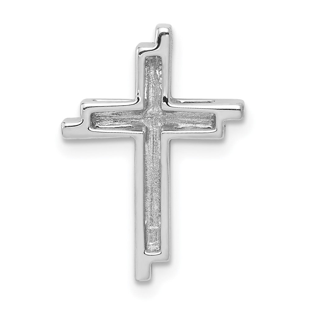 14k White Gold 1/10ct. Real Diamond Double Cross Chain Slide