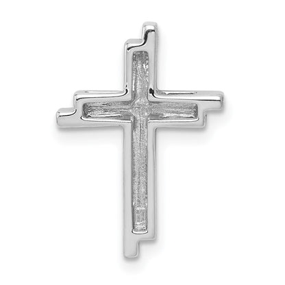 14k White Gold 1/10ct. Real Diamond Double Cross Chain Slide