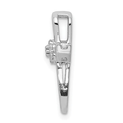 14k White Gold 1/20ct. Real Diamond Cross Pendant
