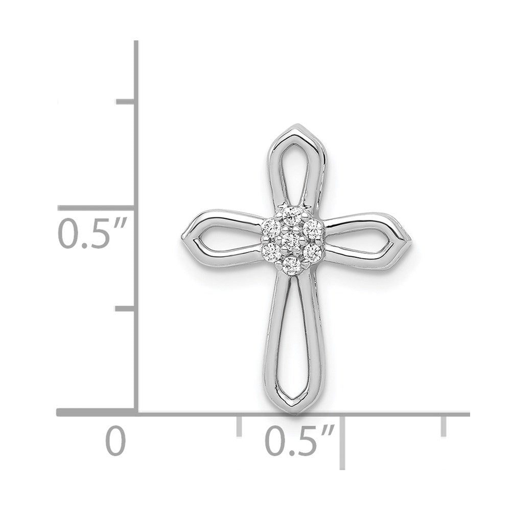 14k White Gold 1/20ct. Real Diamond Cross Pendant