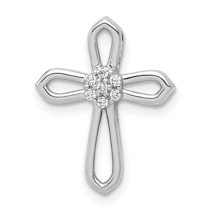14k White Gold 1/20ct. Real Diamond Cross Pendant