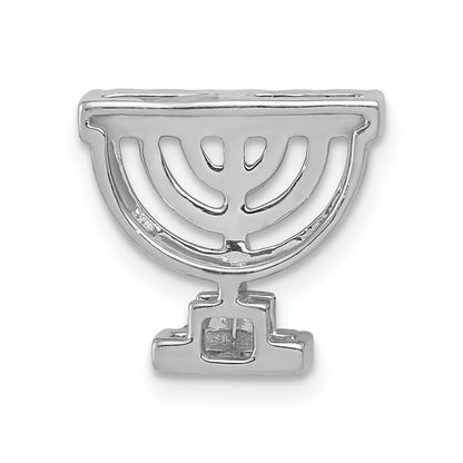14k White Gold Real Diamond Menorah Chain Slide