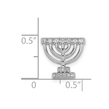 14k White Gold Real Diamond Menorah Chain Slide