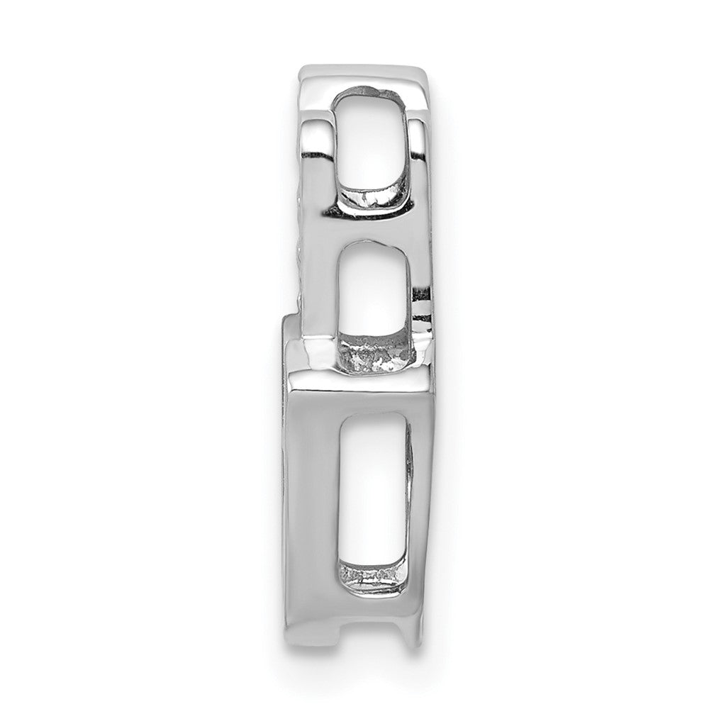 14k White Gold 1/15ct. Real Diamond Chai on Hamsa Chain Slide