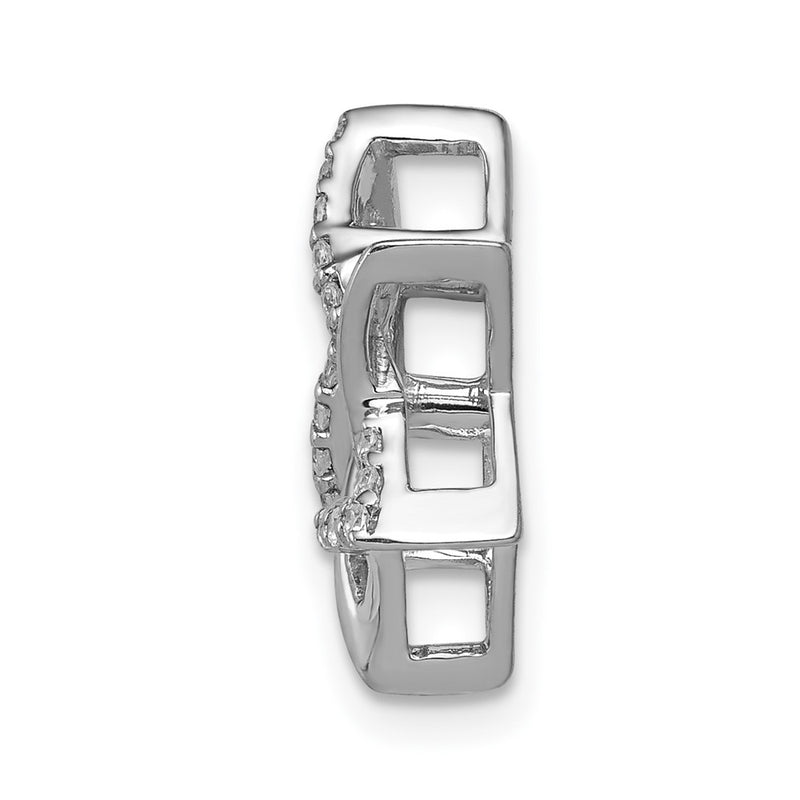 14k White Gold 1/8ct. Real Diamond Star of David Chain Slide