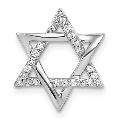 14k White Gold 1/8ct. Real Diamond Star of David Chain Slide