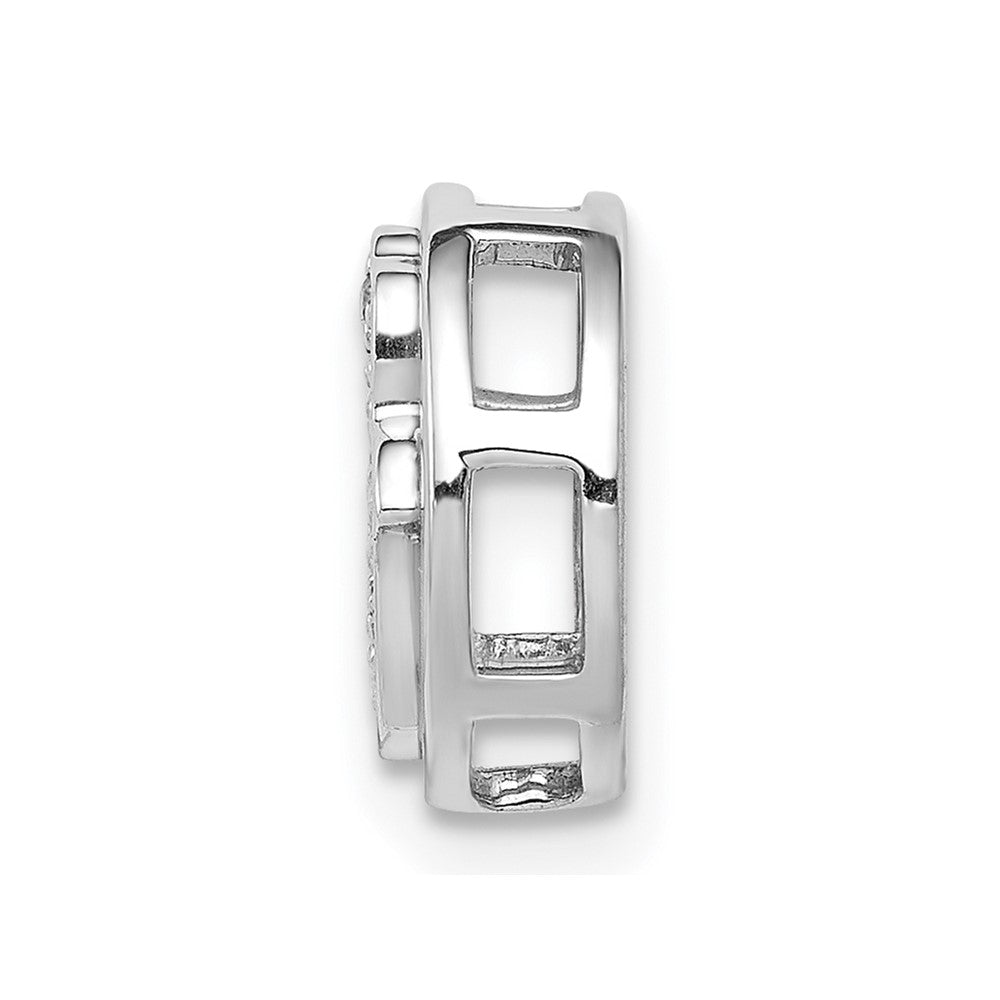 14k White Gold 1/10ct. Real Diamond Hamsa Chain Slide