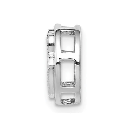 14k White Gold 1/10ct. Real Diamond Hamsa Chain Slide