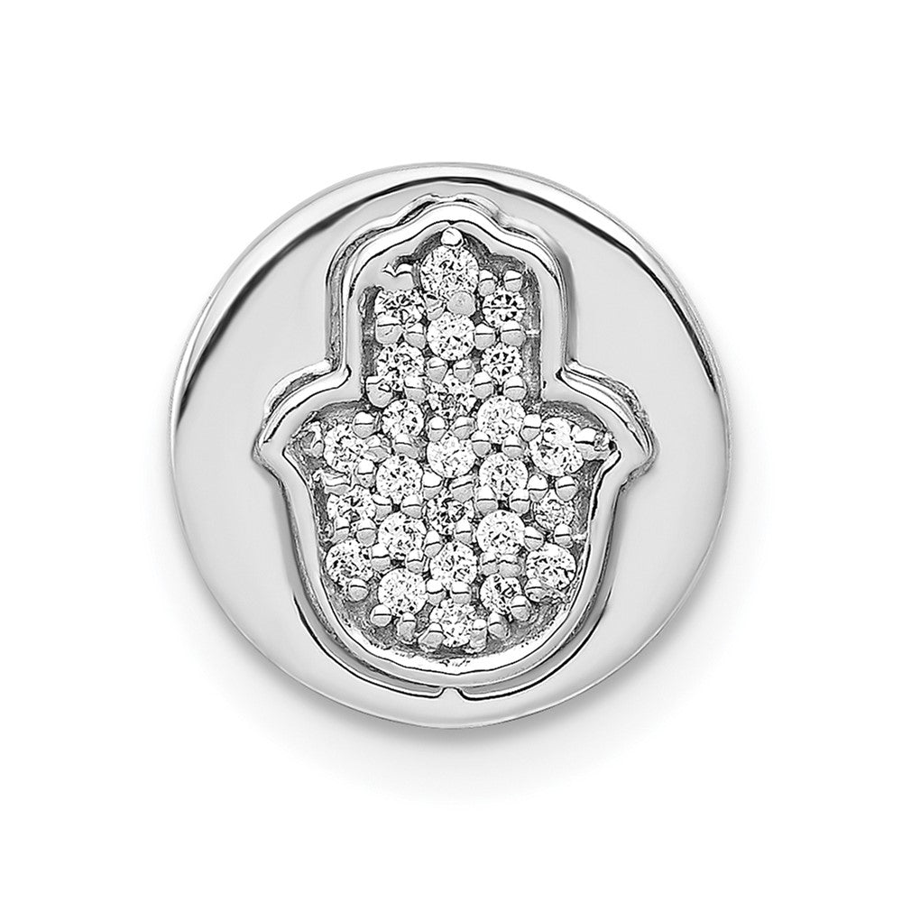 14k White Gold 1/10ct. Real Diamond Hamsa Chain Slide