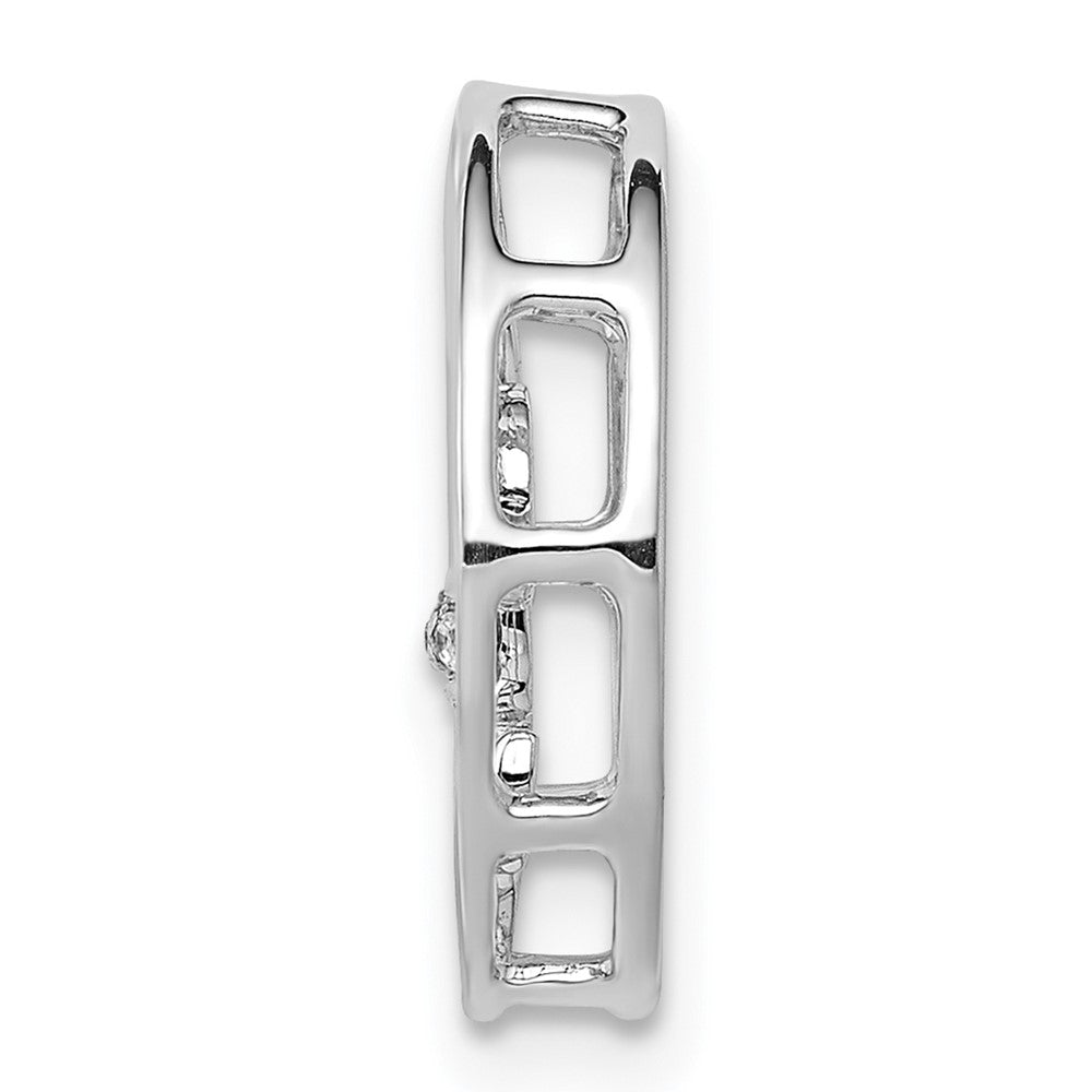 14k White Gold .01ct. Real Diamond Fleur De Lis Chain Slide