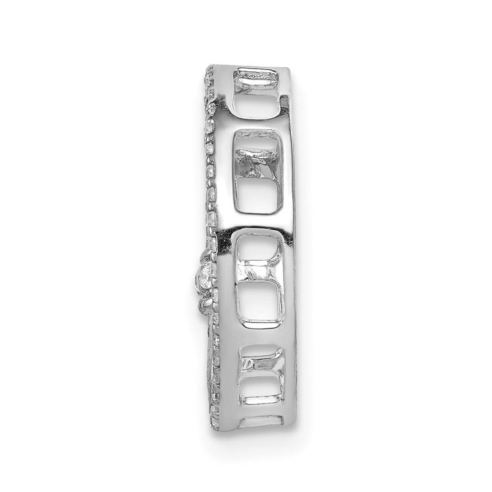 14k White Gold 1/6ct. Real Diamond Fleur De Lis Chain Slide