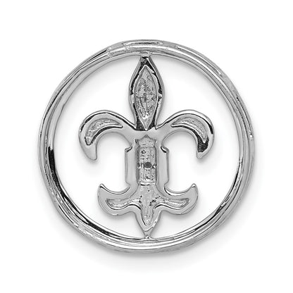 14k White Gold 1/6ct. Real Diamond Fleur De Lis Chain Slide