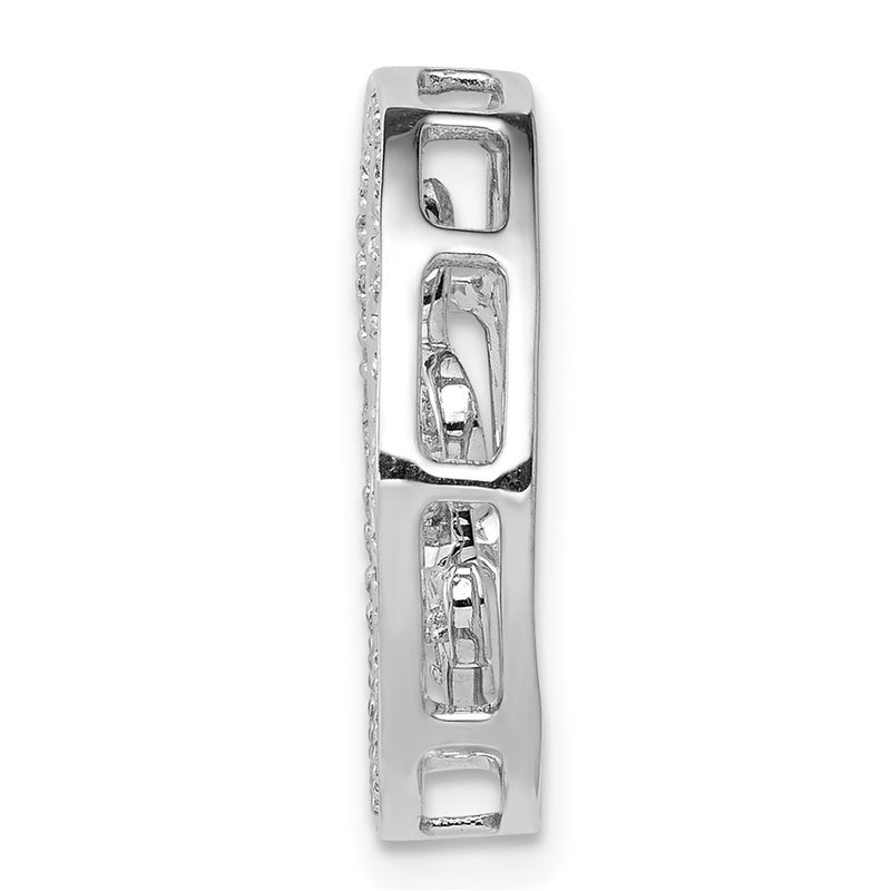 14k White Gold 1/5ct. Real Diamond Fleur de Lis Chain Slide