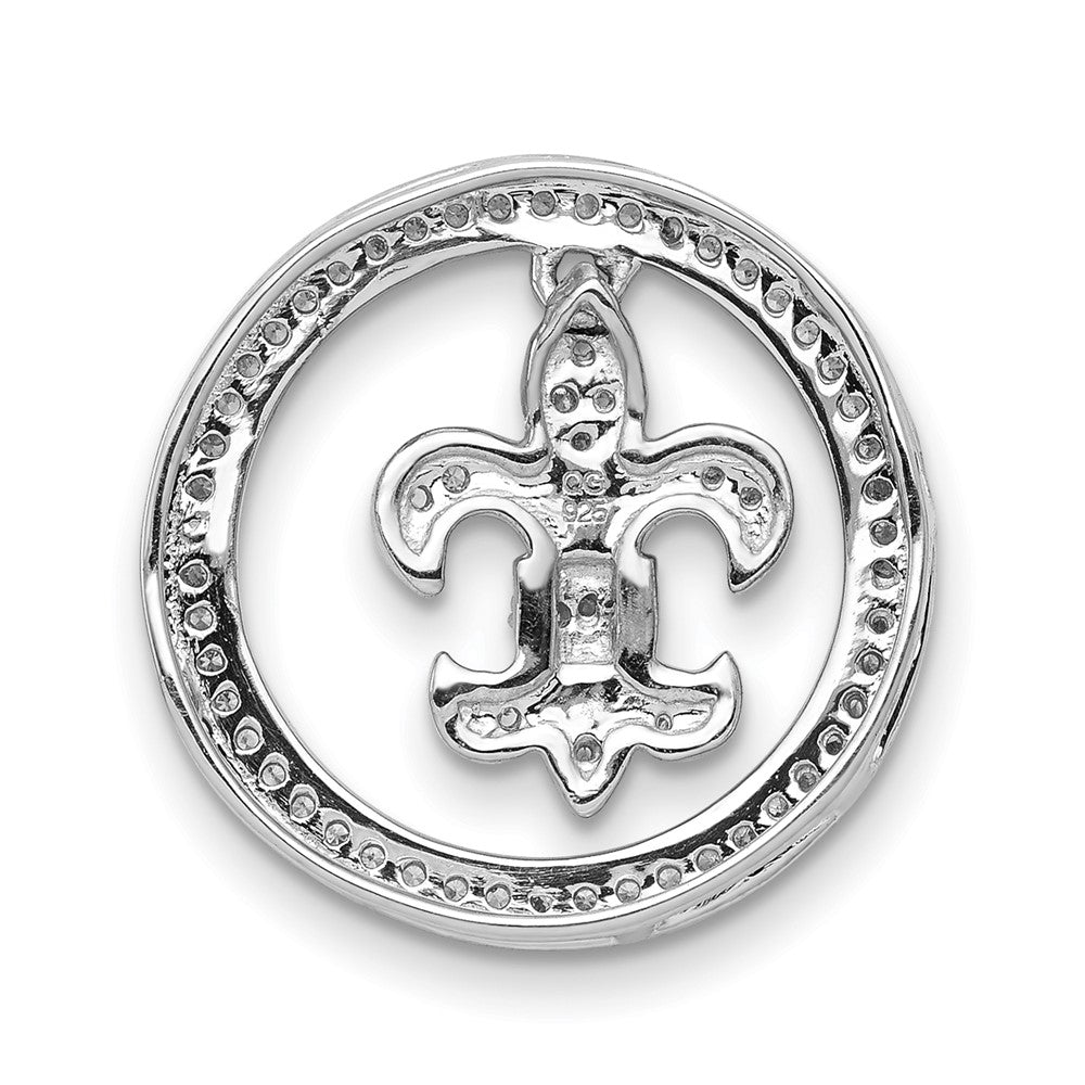 14k White Gold 1/5ct. Real Diamond Fleur de Lis Chain Slide