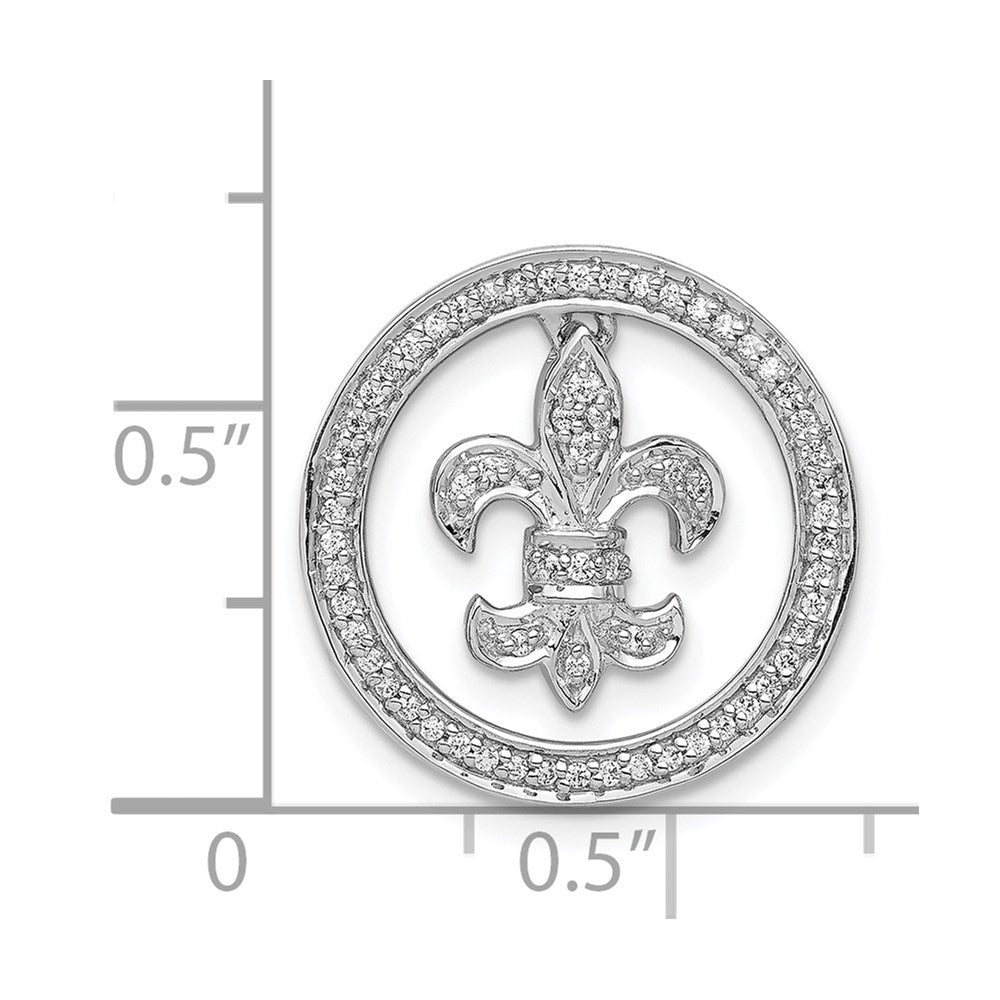 14k White Gold 1/5ct. Real Diamond Fleur de Lis Chain Slide